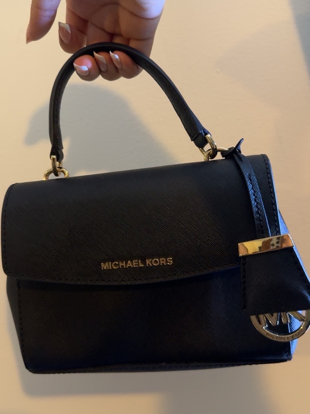 Michael Kors Black Top-Handle Satchel with Gold Accents